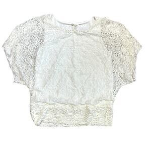 Brittany Black Vintage White Lace Sequin Top XL 90s